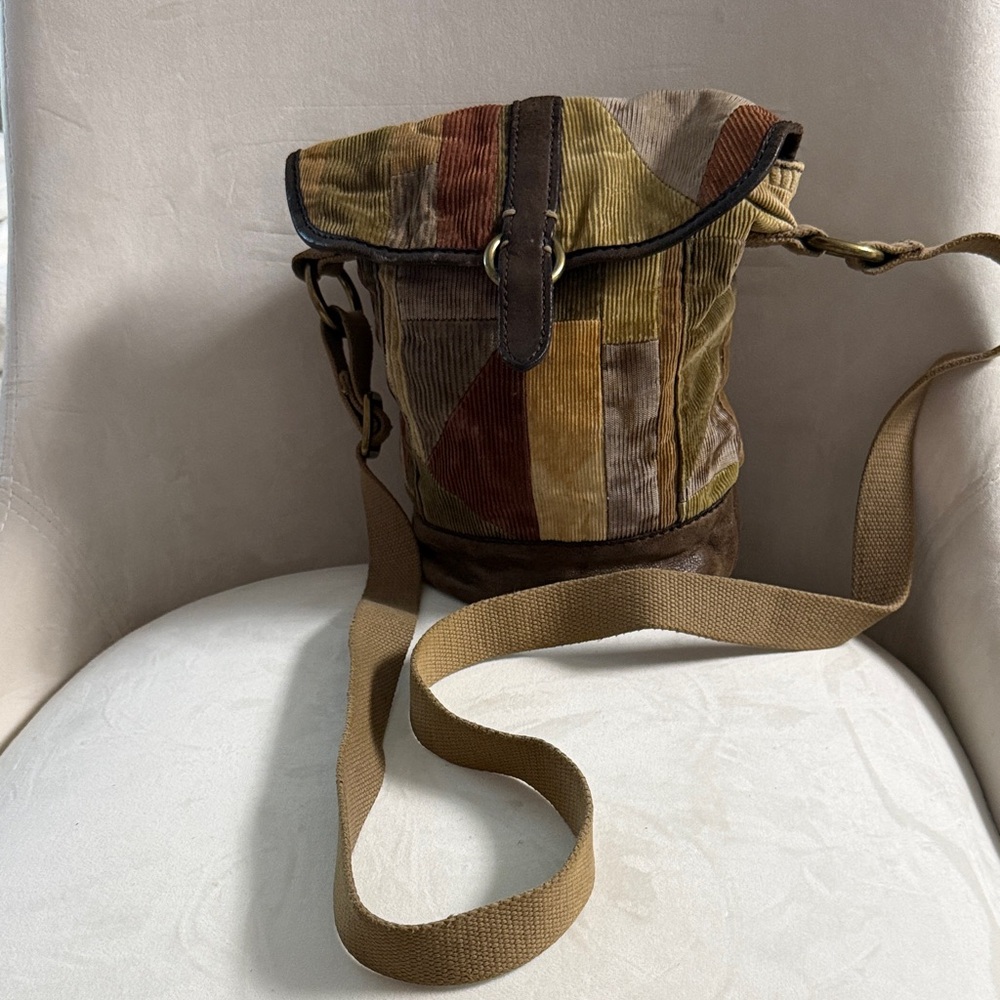 Lucky Brand Patchwork Corduroy Messenger Bag